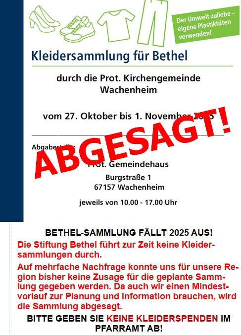 Bethel-Sammlung ABGESAGT