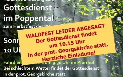 Gottesdienst im Poppental abgesagt!